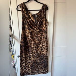RockSteady Leopard Print Midi Dress in Brown and Black